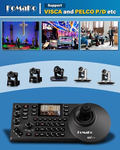 FoMaKo NDI PTZ Camera,AI Auto-Tracking Gen 3, 30x Optical Zoom, KC608 Pro NDI PTZ Camera Controller,for Church Worship Education Conference Events(FMK30UH NDI-BX3+KC608 Pro+P1000+FMKH107) in Kuwait