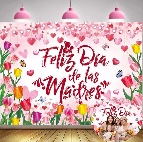 خلفية لافتة Feliz Día de las Madres مقاس 7 × 5 أقدام إسبانية لعيد الأم السعيدة خلفية تصوير فوتوغرافي وردية وفراشة زهرية أفضل أم على الإطلاق لتزيين الحائط دعائم الصور in Kuwait