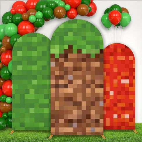 3 قطع من أغطية خلفية قوس البكسل ديكورات حفلات ألعاب الفيديو 4 أقدام و5 أقدام و6 أقدام بكسل من الألياف اللدنة وأغطية حامل خلفية لديكور حفلات أعياد الميلاد ومستلزمات الصور في الفصول الدراسية (غطاء فقط بدون إطار) in Kuwait