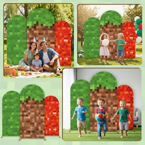 3 قطع من أغطية خلفية قوس البكسل ديكورات حفلات ألعاب الفيديو 4 أقدام و5 أقدام و6 أقدام بكسل من الألياف اللدنة وأغطية حامل خلفية لديكور حفلات أعياد الميلاد ومستلزمات الصور في الفصول الدراسية (غطاء فقط بدون إطار) in Kuwait