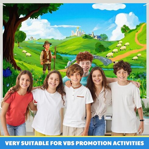 Hosuly 2026 VBS خلفية الديكور 9 × 6 قدم جزيرة الزمرد موضوع خلفية لقضاء عطلة الكتاب المقدس مدرسة الفصول الدراسية المخيمات الصيفية كشك الصورة الدعائم الخلفية استكشاف كلمات المزمور 23 in Kuwait