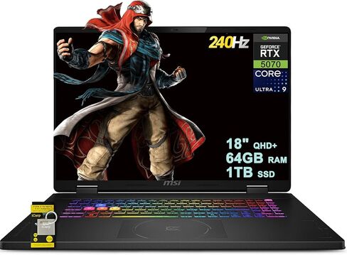 MSI Crosshair 18 HX AI Gaming Laptop 18" QHD+ 240Hz (100% DCI-P3) Intel 24-core Ultra 9 275HX (>i9-14900HX) 32GB DDR5 1TB SSD GeForce RTX 5070 (Up to 798 AI TOPS) RGB Backlit Thunderbolt Win11 ICP Hub in Saudi Arabia