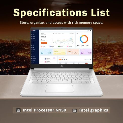 HP Stream 14" Back-to-School Laptop, Intel Processor N150 (Beats i3-1115G4), Copilot AI 1-Year Microsoft 365, 4GB RAM, 128GB UFS + 128GB MSD Card, Fast Charge, Wi-Fi 6, Win 11 S in Kuwait