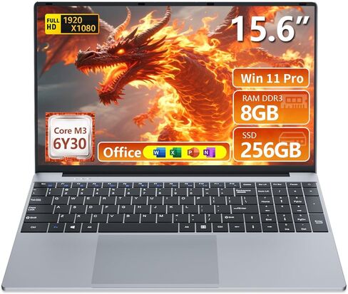 Laptop, 2026 Laptop Computer Core M3-6Y30 CPU, 8GB RAM 256GB SSD, Lap top with 180°Open, UHD Graphics, 15.6" IPS 1080P, WiFi 5, BT4.2, 5000mAh Battery, Win 11/Office Laptops for Student Work in Saudi Arabia