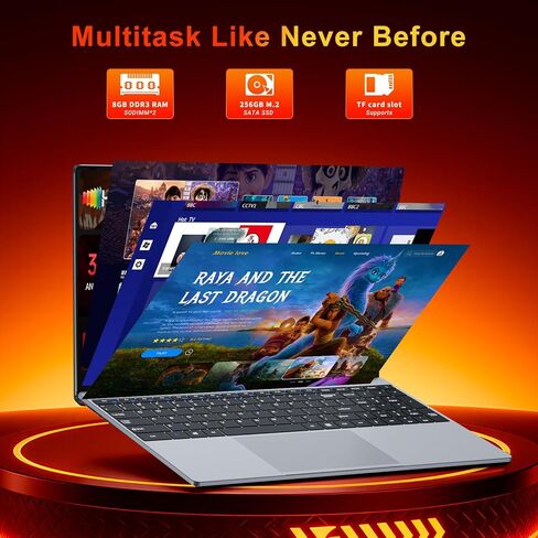 Laptop, 2026 Laptop Computer Core M3-6Y30 CPU, 8GB RAM 256GB SSD, Lap top with 180°Open, UHD Graphics, 15.6" IPS 1080P, WiFi 5, BT4.2, 5000mAh Battery, Win 11/Office Laptops for Student Work in Saudi Arabia