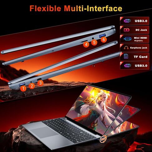 Laptop, 2026 Laptop Computer Core M3-6Y30 CPU, 8GB RAM 256GB SSD, Lap top with 180°Open, UHD Graphics, 15.6" IPS 1080P, WiFi 5, BT4.2, 5000mAh Battery, Win 11/Office Laptops for Student Work in Saudi Arabia