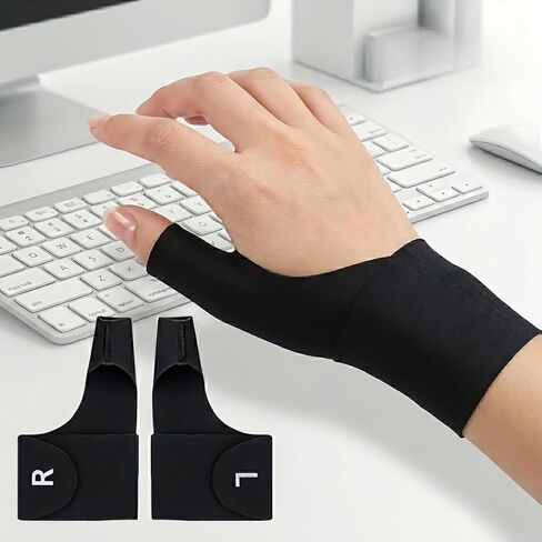 2-Pack, Adjustable Breathable Bracer with Thumb Stabilizer - Ergonomic Support for Computer Typing, Repetitive Work, and Anti-Slip Design in Kuwait