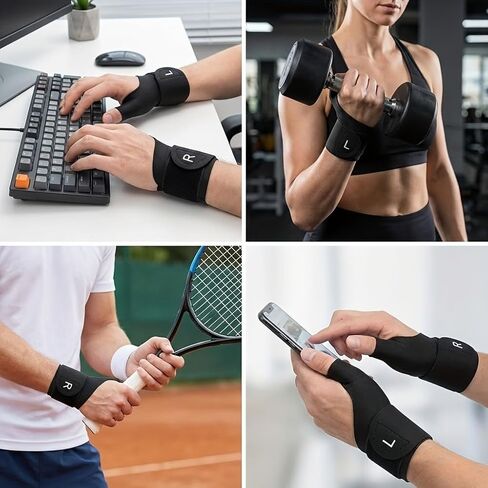 2-Pack, Adjustable Breathable Bracer with Thumb Stabilizer - Ergonomic Support for Computer Typing, Repetitive Work, and Anti-Slip Design in Kuwait