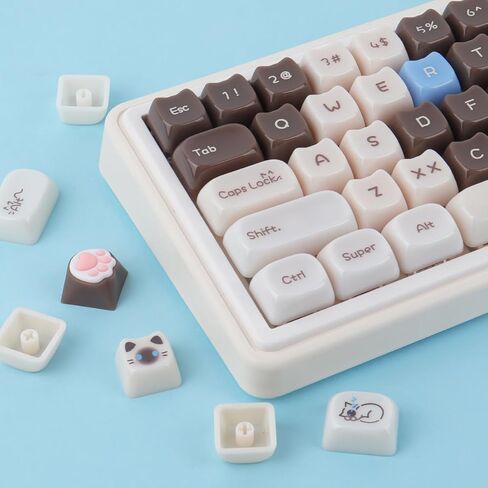 Sunzit Cute Cat Keycaps-Mao Profile، 148 مفتاحًا بني سيامي كات أغطية مفاتيح مخصصة 60 65 75 100 بالمائة، أغطية مفاتيح لطيفة مجموعة أغطية مفاتيح للوحة المفاتيح لـ MX Switches لوحة المفاتيح الميكانيكية in Kuwait