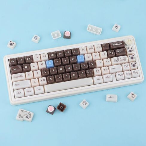 Sunzit Cute Cat Keycaps-Mao Profile، 148 مفتاحًا بني سيامي كات أغطية مفاتيح مخصصة 60 65 75 100 بالمائة، أغطية مفاتيح لطيفة مجموعة أغطية مفاتيح للوحة المفاتيح لـ MX Switches لوحة المفاتيح الميكانيكية in Kuwait