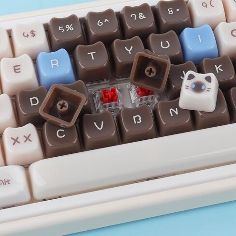 Sunzit Cute Cat Keycaps-Mao Profile، 148 مفتاحًا بني سيامي كات أغطية مفاتيح مخصصة 60 65 75 100 بالمائة، أغطية مفاتيح لطيفة مجموعة أغطية مفاتيح للوحة المفاتيح لـ MX Switches لوحة المفاتيح الميكانيكية in Kuwait