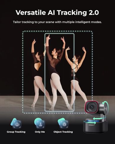 OBSBOT Tiny 3 AI-Powered Spatial Audio 4K PTZ Webcam, Bundle with UVC to HDMI Adapter 2.0 Tri-Mic AI Tracking 2.0 Voice Control Gesture Control 1/1.28" Sensor 4K Streaming Camera in Kuwait