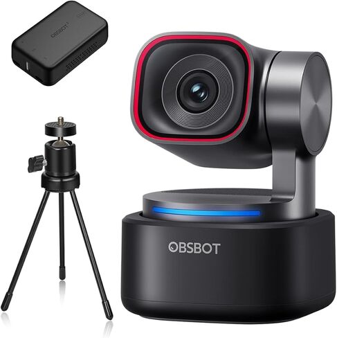 OBSBOT Tiny 3 AI-Powered Spatial Audio 4K PTZ Webcam, Bundle with Smart Remote 2 and UVC to HDMI Adapter 2.0 Tri-Mic AI Tracking 2.0 Voice Control Gesture Control 1/1.28" Sensor 4K Streaming Camera in Kuwait