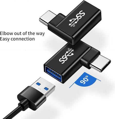 to USB Adapter 90 Degree Converter Aluminum Shell High Speed Data Transfer for Laptop Tablet Phone Travel in Kuwait