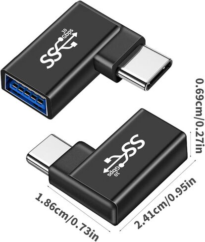 to USB Adapter 90 Degree Converter Aluminum Shell High Speed Data Transfer for Laptop Tablet Phone Travel in Kuwait