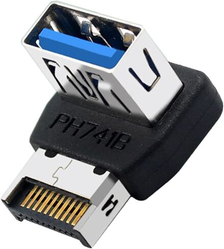 محول WLGQ USB 3.2 Gen2 Type-E إلى USB 3.0 أنثى، محول رأس داخلي بزاوية 90 درجة، للوحة الأمامية للوحة الأم، وإدارة كابلات حافظة الكمبيوتر - (B) in Kuwait