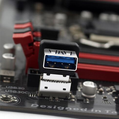 محول WLGQ USB 3.2 Gen2 Type-E إلى USB 3.0 أنثى، محول رأس داخلي بزاوية 90 درجة، للوحة الأمامية للوحة الأم، وإدارة كابلات حافظة الكمبيوتر - (B) in Kuwait
