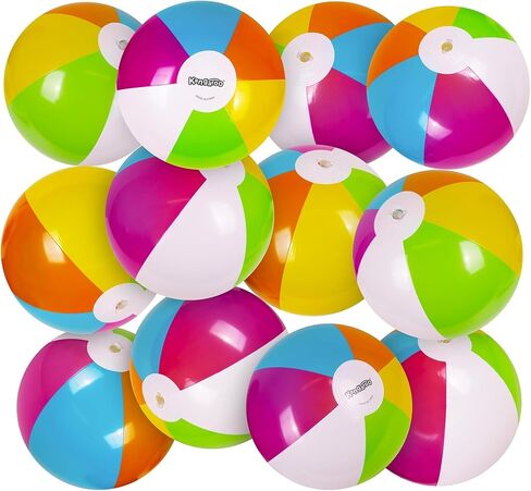 12-Pack Neon Inflatable Beach Balls Bulk for Kids & Adults I Inflatable Pool Party Favors Swimming Pool Toys I Kids Beach Toys for Beach Games I Kids Summer Toys Water Balls I Toddler Pool Toys Set in Saudi Arabia