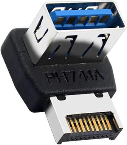 محول WLGQ USB 3.2 Gen2 Type-E إلى USB 3.0 أنثى، محول رأس داخلي بزاوية 90 درجة، للوحة الأمامية للوحة الأم، وإدارة كابلات حافظة الكمبيوتر - (أ) in Kuwait