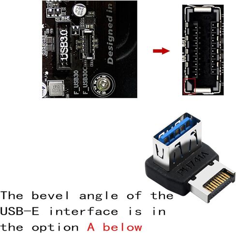 محول WLGQ USB 3.2 Gen2 Type-E إلى USB 3.0 أنثى، محول رأس داخلي بزاوية 90 درجة، للوحة الأمامية للوحة الأم، وإدارة كابلات حافظة الكمبيوتر - (أ) in Kuwait