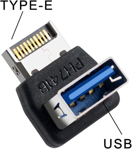 محول WLGQ USB 3.2 Gen2 Type-E إلى USB 3.0 أنثى، محول رأس داخلي بزاوية 90 درجة، للوحة الأمامية للوحة الأم، وإدارة كابلات حافظة الكمبيوتر - (أ) in Kuwait