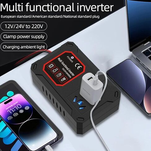 Small Size 200W Car Power Inverter Adapter Converts 12V 24V to 220V with Cooling Systems for Laptops Electronics Car Power Converter in Kuwait