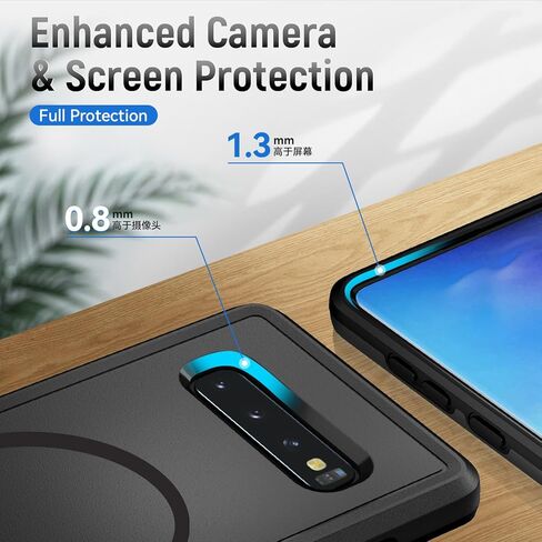 for Samsung Galaxy S10 Case,[Compatible with Magsafe] [Military Grade Drop Tested] Shockproof Magnetic Tough Rugged Protective Phone Case -6.1 inch (Black) in Saudi Arabia