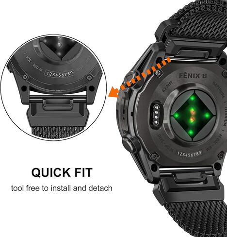 حزام Dhwazz لـ Fenix ​​8 43 مم / 7S / 6S Pro / 5S Plus للرجال، 20 مم حزام من الفولاذ المقاوم للصدأ سريع التركيب، أشرطة مغناطيسية ميلانو متينة لـ Garmin Epix Pro (Gen 2) 42 مم / Instinct E 40 مم 2S in Kuwait