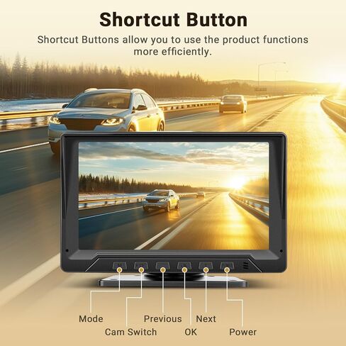 Hikity 7" Backup Camera Waterproof with Radar Detection/Night Vision/Reversing Guidelines, Front/Rear View Monitor Kit for US All Car Models - 12V Lighter Power, 170° Wide-Angle Lens in Kuwait