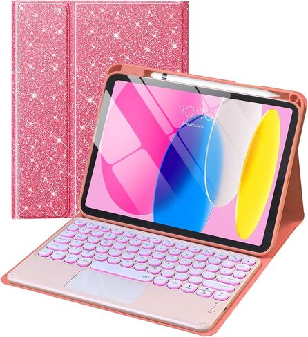 for iPad a16 Case with Keyboard - 7 Color Backlit Wireless Detachable Folio Keyboard in Kuwait