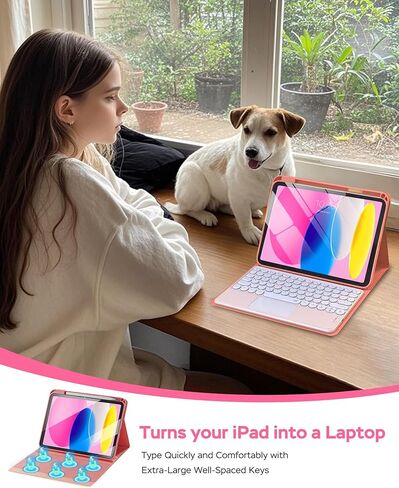 for iPad a16 Case with Keyboard - 7 Color Backlit Wireless Detachable Folio Keyboard in Kuwait