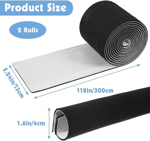 2 Rolls Extra Long Trolling Motor Cable Sleeve, Heavy-Duty Neoprene Outboard Motor Sleeve for Wire Protection & Management - Weatherproof Boat Rigging Cover (Black, 118 Inch/Roll) in Kuwait