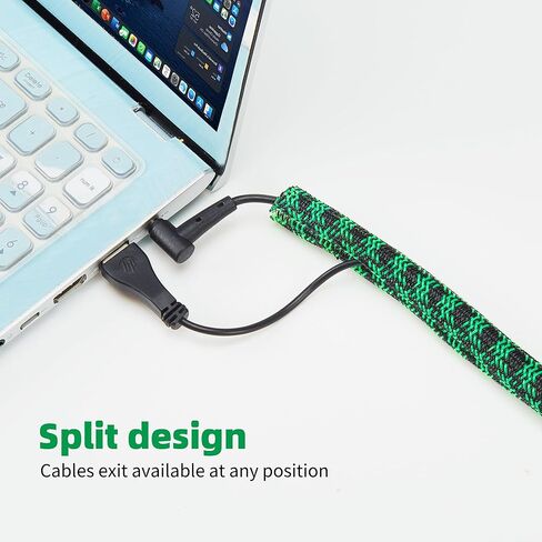 كم كبل منفصل بطول 1/2-50 قدم، واقي سلك مضفر، غطاء سلك مقاوم للمضغ للحيوانات الأليفة، غلاف أنيق لإدارة الكابلات الملونة للمكتب والتلفزيون والمنزل (أسود وأخضر نيون) in Kuwait