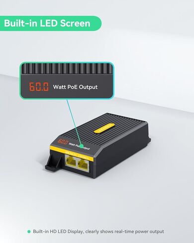 2.5G BT 60W PoE++ Injector with LED Screen in Kuwait