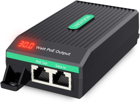 LINOVISION Gigabit 30W PoE+ Injector with LED Screen to Indicate Power Output and PoE to USB-C Converter in Kuwait