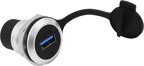 USB 3.0 Panel Mount Coupler USB Type A Female to Female Adapter Threaded Fixed Bulkhead Extension Embedded Round Connector with Water/Dustproof Cap in Kuwait
