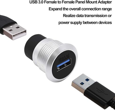 USB 3.0 Panel Mount Coupler USB Type A Female to Female Adapter Threaded Fixed Bulkhead Extension Embedded Round Connector with Water/Dustproof Cap in Kuwait