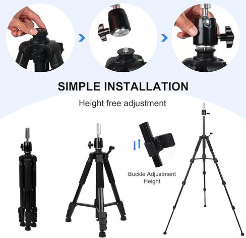 Wig Stand Tripod Adjustable up to 62 Inch, Heavy Duty Metal Mannequin Head Stand with Non-Slip Base and 360° Rotation, Hook, Carry Bag for Hair Styling Training Display in Kuwait
