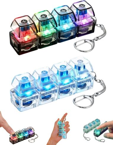 Keyboard Clicker with LED Lights, 4-Key Tactile Desk Clicker for Focus & Stress Relief, Portable Keychain for Office Use, Mechanical Click Feedback (A-2PCS) in Kuwait