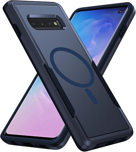 حافظة لهاتف Samsung Galaxy S10، [متوافقة مع Magsafe] [تم اختبار السقوط من الدرجة العسكرية] حافظة هاتف واقية متينة مغناطيسية مقاومة للصدمات - 6.1 بوصة (أسود) in Kuwait