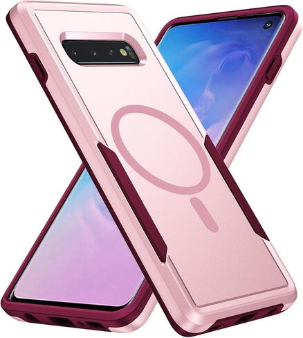 for Samsung Galaxy S10 Case,[Compatible with Magsafe] [Military Grade Drop Tested] Shockproof Magnetic Tough Rugged Protective Phone Case -6.1 inch (Black) in Saudi Arabia