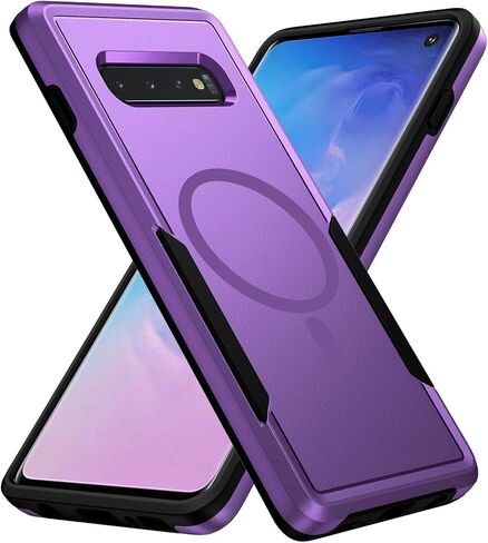 for Samsung Galaxy S10 Case,[Compatible with Magsafe] [Military Grade Drop Tested] Shockproof Magnetic Tough Rugged Protective Phone Case -6.1 inch (Black) in Saudi Arabia