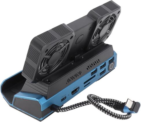 محطة إرساء Fockety، مروحة تبريد مزدوجة، 4K@60 هرتز، 100W PD، قاعدة توصيل USB C 9 في 1، قاعدة ألعاب مع ضوء RGB لـ OLED، ROG Ally، Legion Go in Kuwait