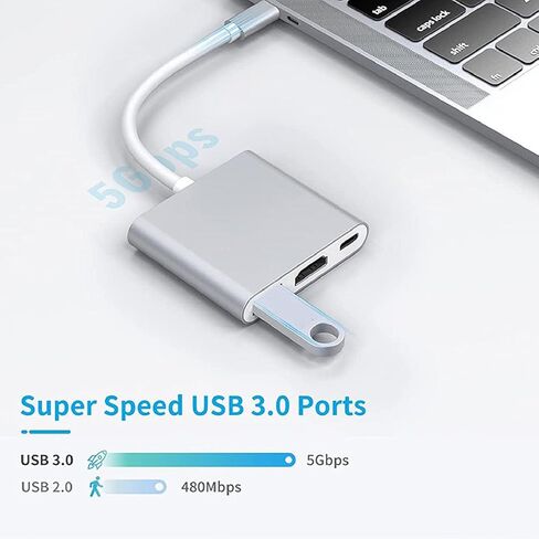 محطة إرساء Cuifati USB C، محور من سبائك الألومنيوم 3 في 1 مع 60 وات PD 4K USB 3.0 5 جيجابت في الثانية، لمحرك أقراص فلاش لجهاز عرض التلفزيون المحمول in Kuwait