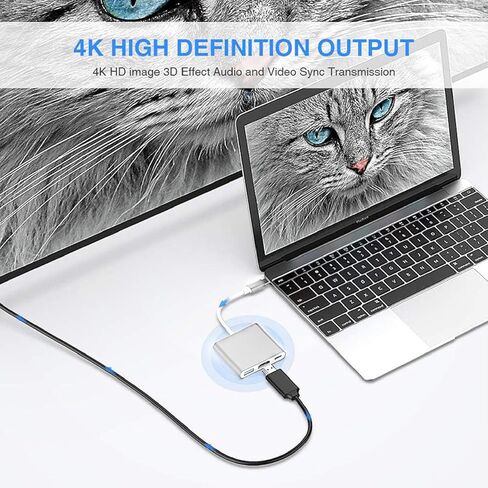 محطة إرساء Cuifati USB C، محور من سبائك الألومنيوم 3 في 1 مع 60 وات PD 4K USB 3.0 5 جيجابت في الثانية، لمحرك أقراص فلاش لجهاز عرض التلفزيون المحمول in Kuwait