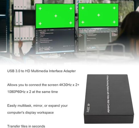USB 3.0 to HD Multimedia Interface Docking Station, 4 Ports USB C Hub with 4K 30Hz x 2 and 1080P 60Hz x 2, for 11 10 7 8.1 OS 10.10 7.1 (US Plug) in Kuwait
