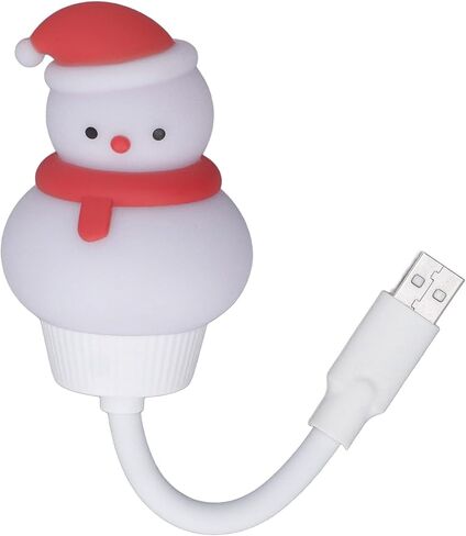 مصباح LED USB صغير، على شكل رجل ثلج كرتوني، أبيض، تيار مستمر 5 فولت، خرطوم مرن، موفر للطاقة - ضوء قراءة USB محمول، التوصيل والتشغيل، مثالي بجانب السرير والتخييم in Kuwait