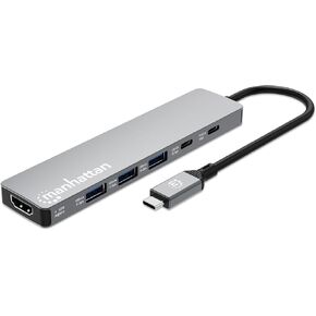 محطة إرساء مانهاتن USB-C 6 في 1 HDMI، محور 4K 60 هرتز مع 100 وات PD، 10 جيجابت في الثانية USB-A/USB-C، قارئ بطاقة SD لأجهزة الكمبيوتر المحمول والكمبيوتر اللوحي - 190480 in Kuwait