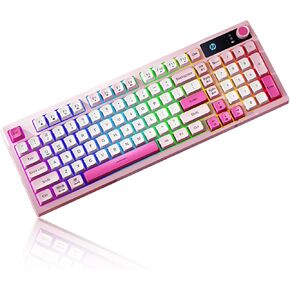 HP K500F Wireless Keyboard, 98-Key Compact Layout, Tri-Mode Bluetooth 5.0/2.4GHz/USB-C, RGB Backlit Gaming Keyboard with Volume Knob, 3000mAh Battery, Pink Gradient Keycaps in Kuwait