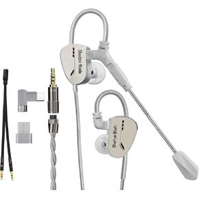 سماعات أذن سلكية للألعاب CVJ Shadow Blade، سماعة رأس IEM HiFi داخل الأذن، محرك ديناميكي 10 مم، ميكروفون مزدوج مع ميكروفون قابل للفصل بزاوية 360 درجة قابل للتعديل للألعاب المحمولة/الموسيقى/الكمبيوتر الشخصي/PS5 مع 3.5 مم/النوع C، أسود in Kuwait